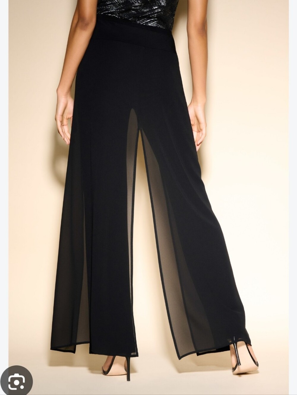 Joseph Ribkoff wide leg pants with chiffon overlay panels Sz 10